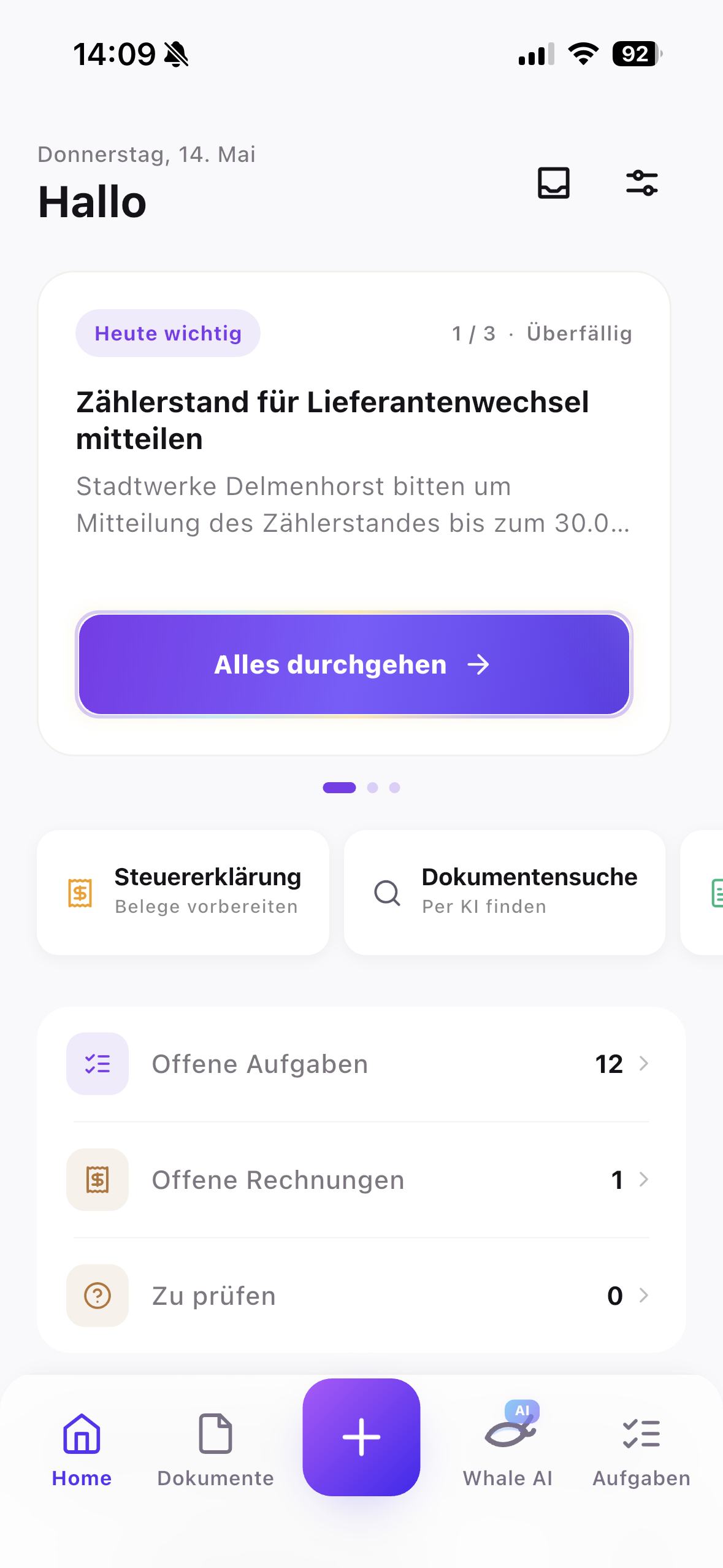 Docuwhale Dokumentübersicht